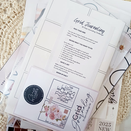 Fresh Start - Grid Journaling Kit | 30-Day Journal Challenge | Self-Reflection Planner Supplies