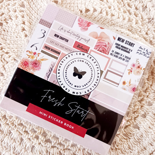 Fresh Start - Mini Sticker Book | 16-Page Sticker Collection for Planners & Scrapbooks | Journaling Stickers