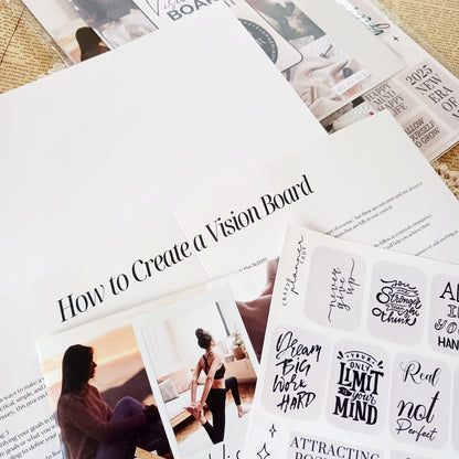 Fresh Start - Vision Board Kit for 2025 | Goal Setting & Manifestation Planner Kit | Aesthetic Journal Stickers