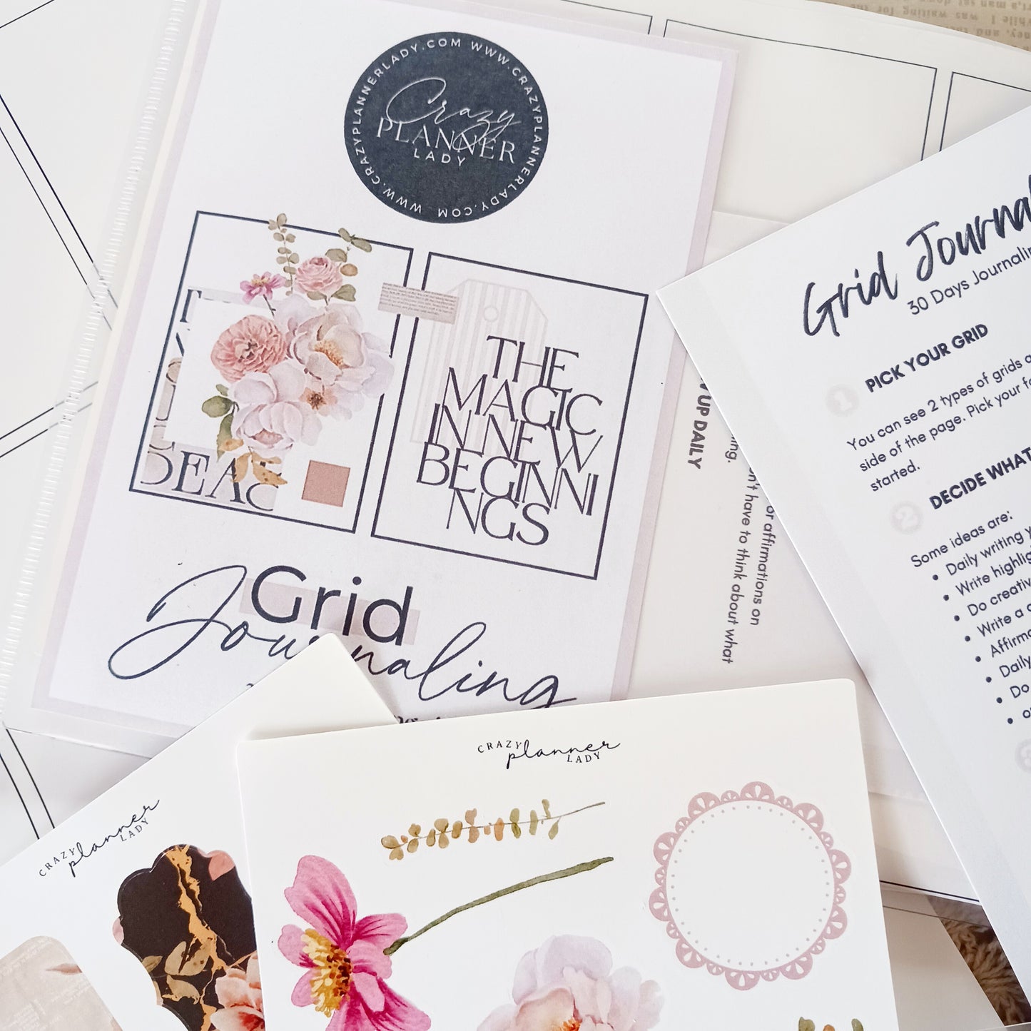 Fresh Start - Grid Journaling Kit | 30-Day Journal Challenge | Self-Reflection Planner Supplies