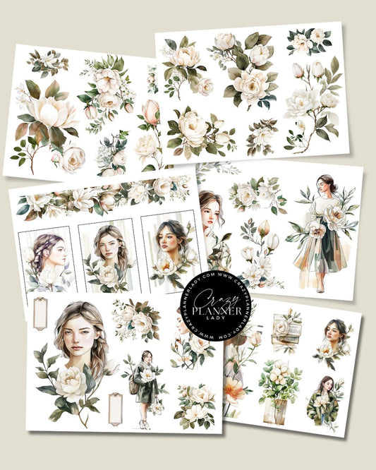 Bloom Sticker Set – 6 Sticker Sheets for Bujo, Scrapbooks & DIY Crafts