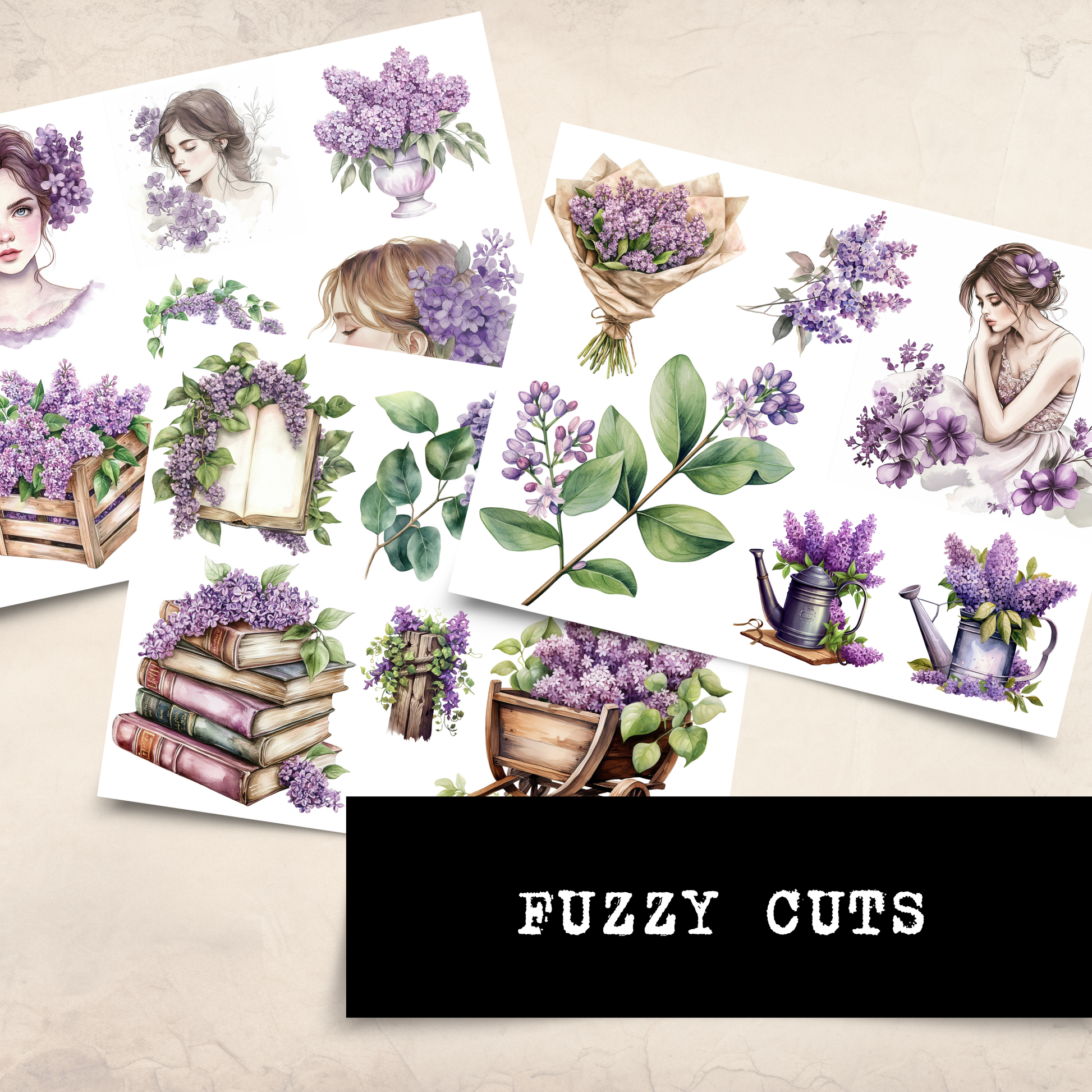 Printable Junk Journal Kit Lilac Garden Purple Floral Digital Download Vintage Ephemera Bundle Cards Tags Folio Pockets Envelopes Junk Journal Pages