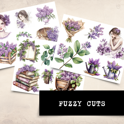 Printable Junk Journal Kit Lilac Garden Purple Floral Digital Download Vintage Ephemera Bundle Cards Tags Folio Pockets Envelopes Junk Journal Pages