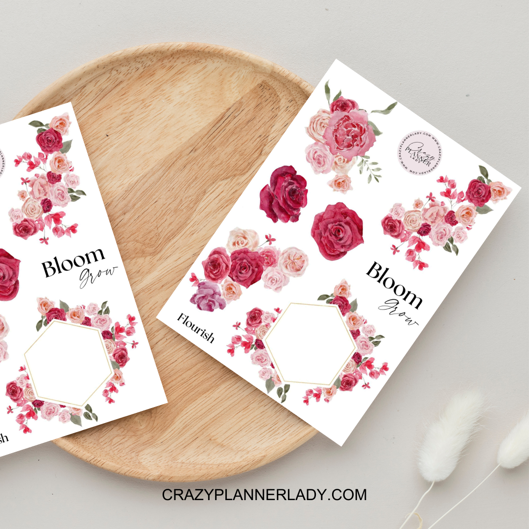 Sticker sheet featuring neutral-toned wildflowers and meadow botanicals in soft watercolor style