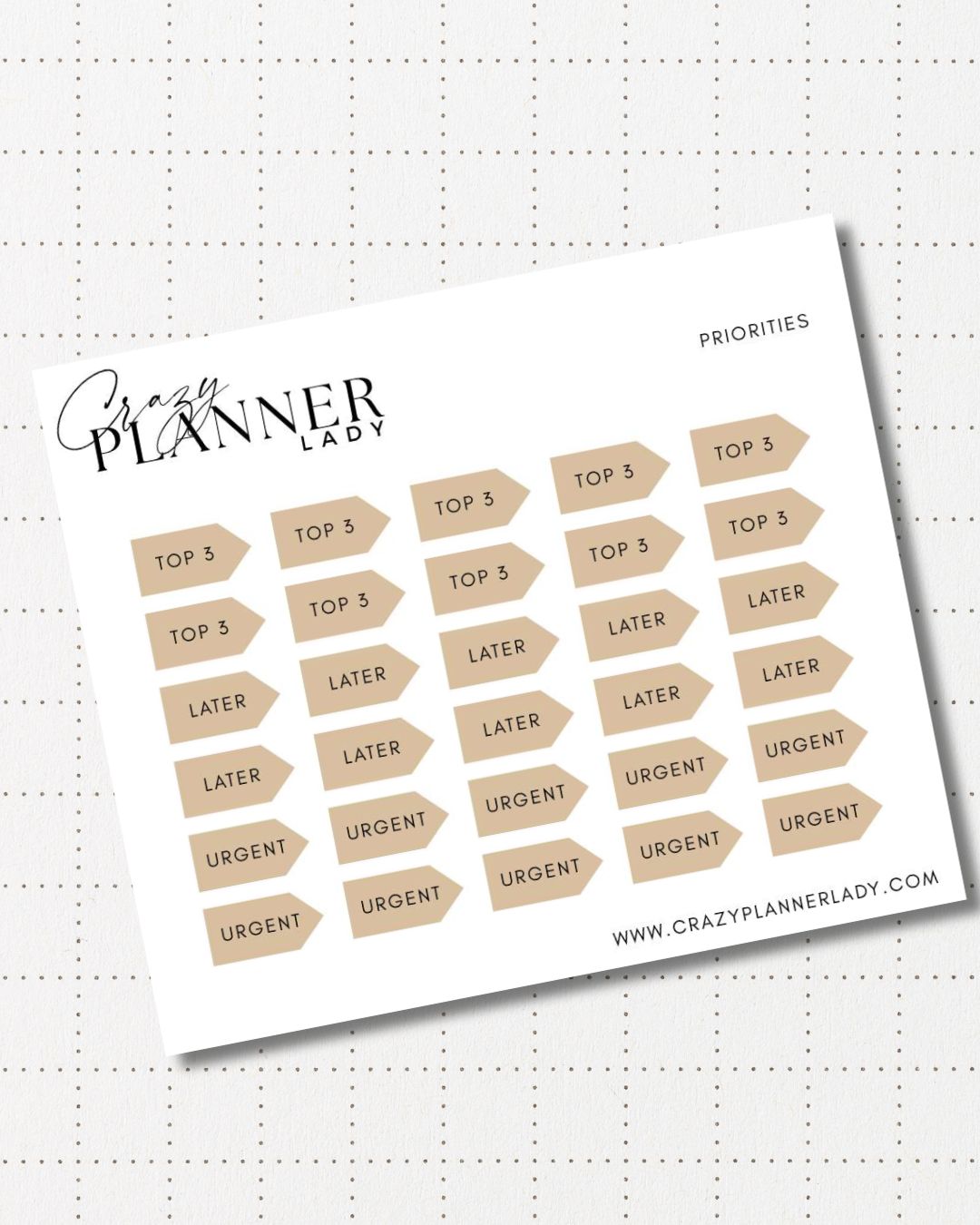 Minimal Planner Stickers – Priority Scripts | Neutral Functional Stickers | 3x3.5” Matte Sheet