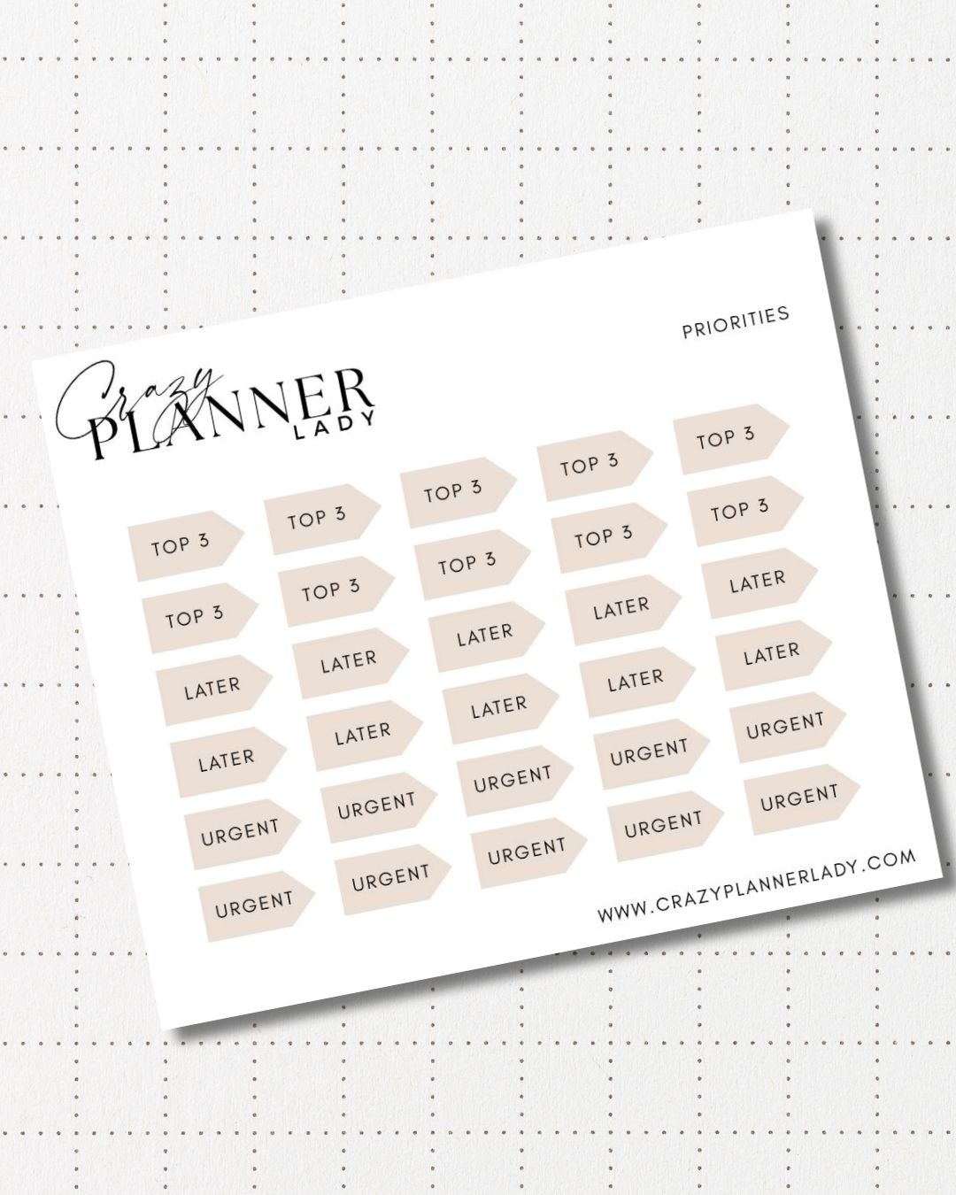 Minimal Planner Stickers – Priority Scripts | Neutral Functional Stickers | 3x3.5” Matte Sheet