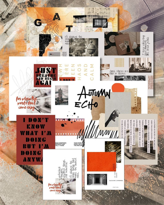 Autumn Echo paper and ephemera pack with 8 journal cards in cozy fall aesthetic.