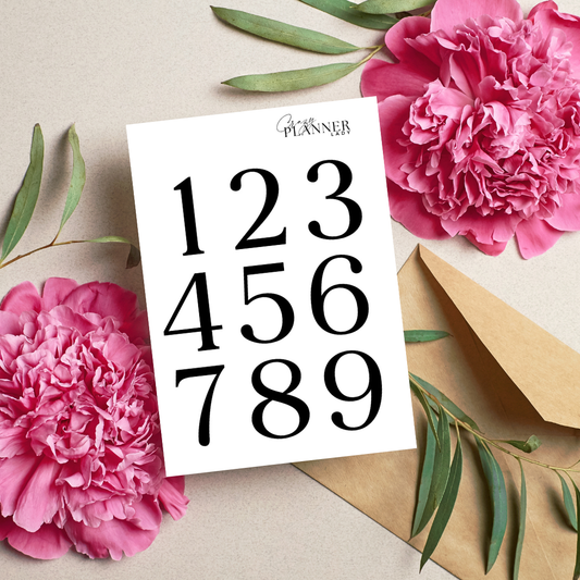 Minimalist Number Sticker Sheet – Vintage Monochrome Numbers for Junk Journals & Scrapbooking