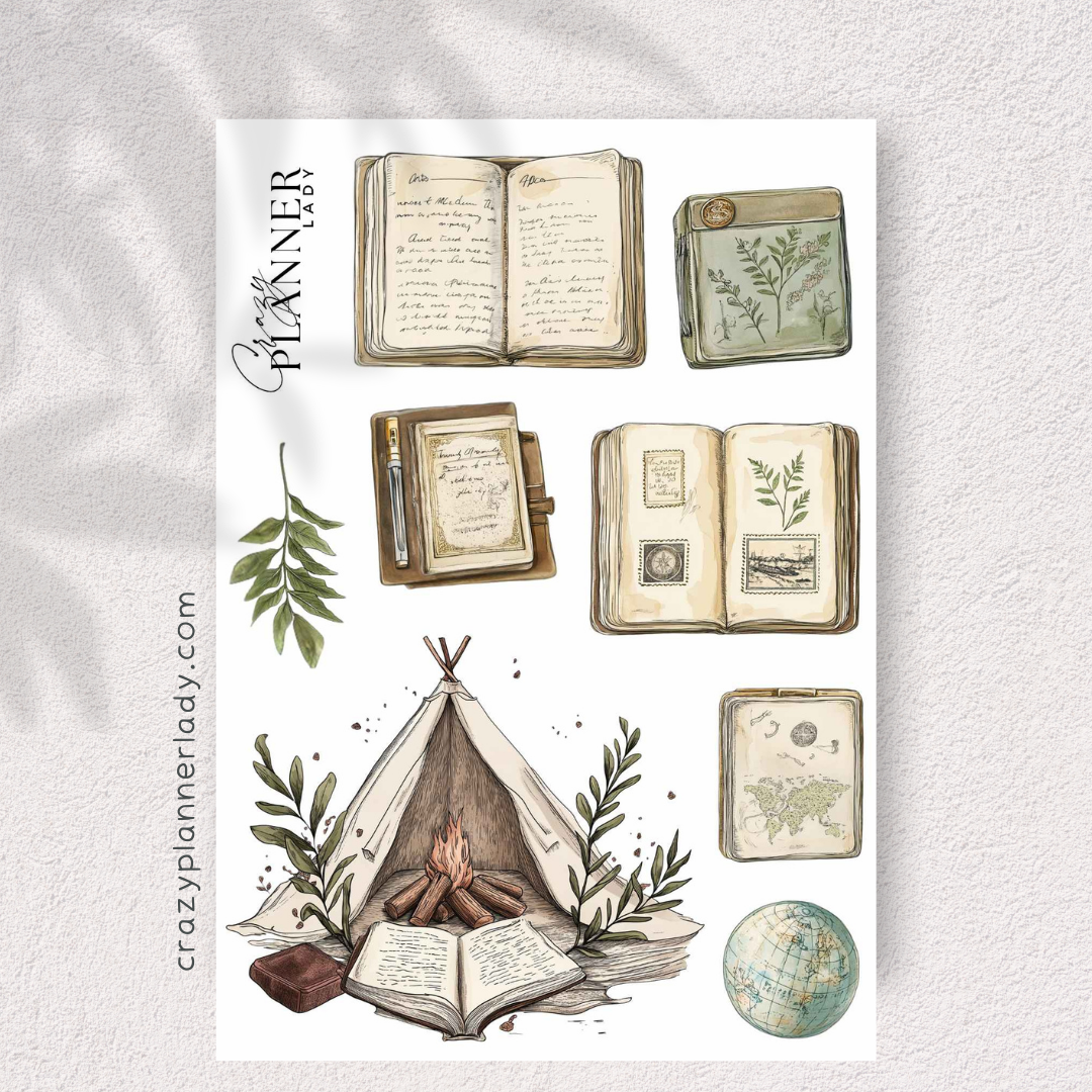 Antique Voyage Travel Stickers – Vintage Journaling Ephemera for Planners & Scrapbooks