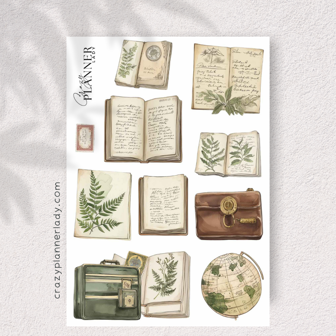 Vintage Traveler’s Journal Stickers – Ephemera for Scrapbooks, Planners & Notebooks