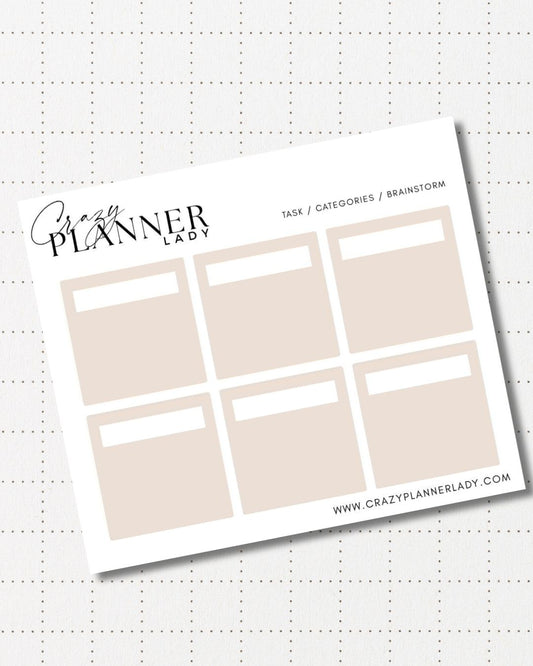 Minimal Planner Stickers – boxes | Neutral Functional Stickers | 3x3.5” Matte Sheet