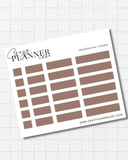 Minimal Planner Stickers – Progress Bars | Neutral Functional Stickers | 3x3.5” Matte Sheet