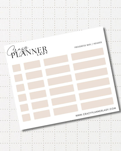 Minimal Planner Stickers – Progress Bars | Neutral Functional Stickers | 3x3.5” Matte Sheet