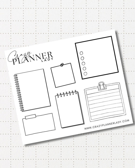 Minimal Planner Stickers – noted | Neutral Functional Stickers | 3x3.5” Matte Sheet