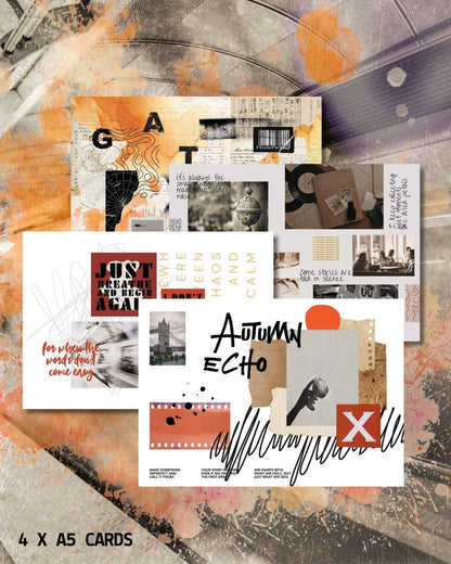 Autumn Echo paper and ephemera pack with 8 journal cards in cozy fall aesthetic.