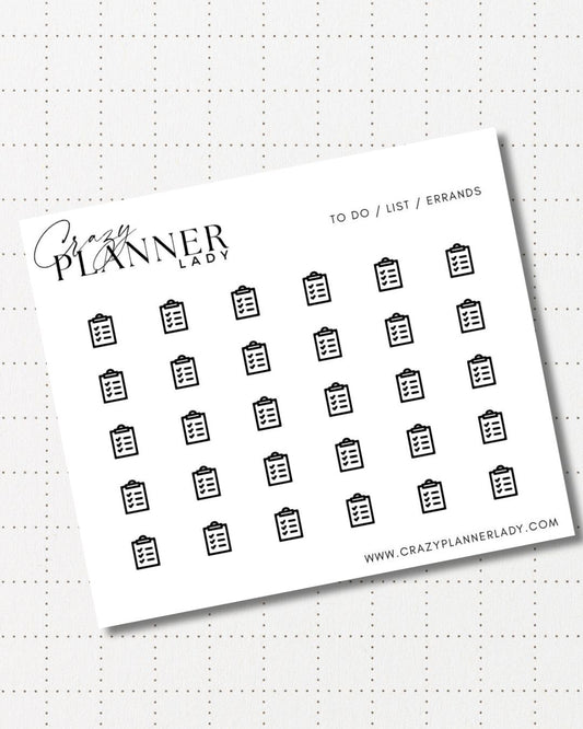 Minimal Planner Stickers – to do icon | Neutral Functional Stickers | 3x3.5” Matte Sheet
