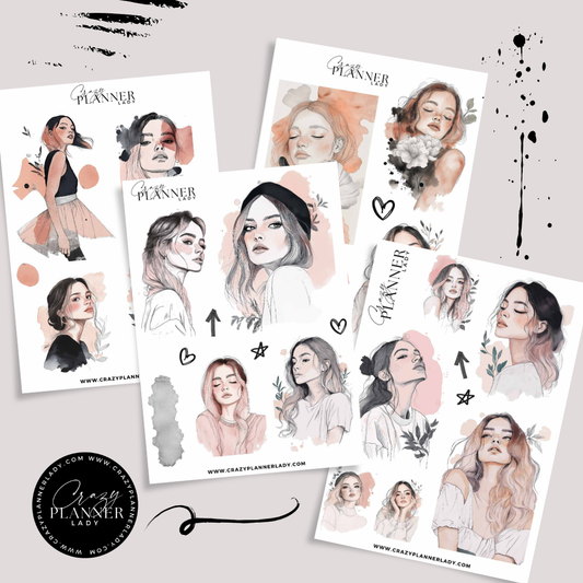Vintage Muse – 4 Sheet Elegant Ephemera Sticker Set for Junk Journals & Collage