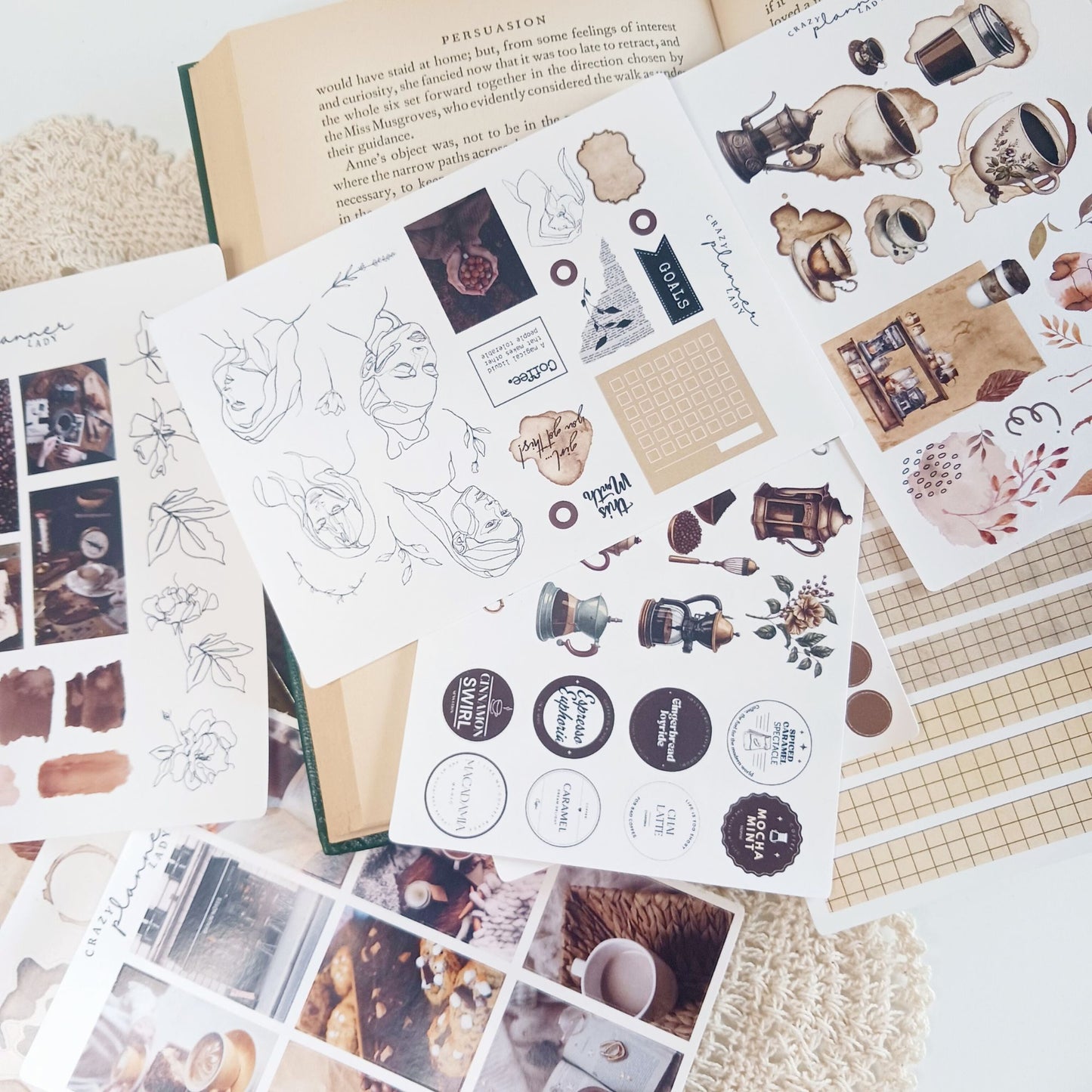 Stickers Set - Vintage Coffee ( Set of 10 sheets )