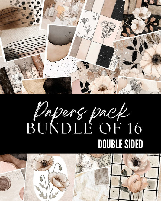 Scrapbook Paper Bundle (16 pcs) | 5x7 Inch Paper Pack