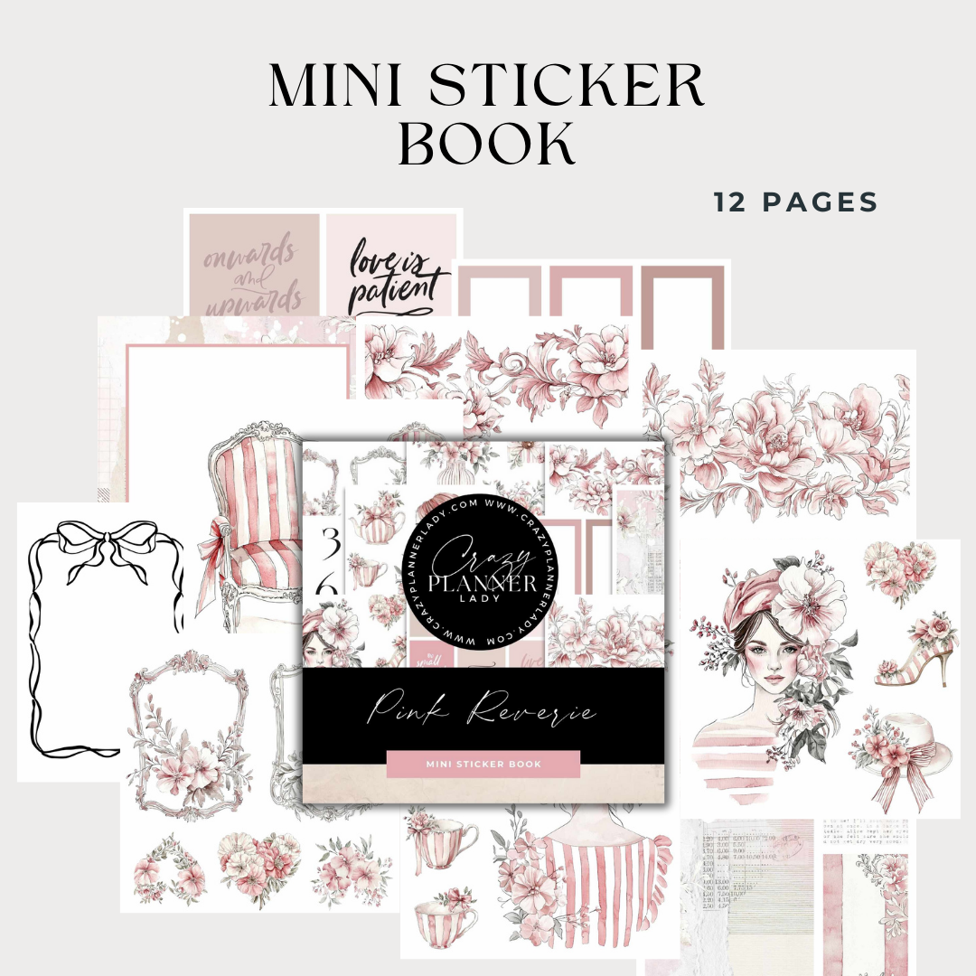 Pink Reverie Junk Journal Kit – Aesthetic Scrapbooking & Creative Journaling Set with Vintage Ephemera, Stickers & Papers