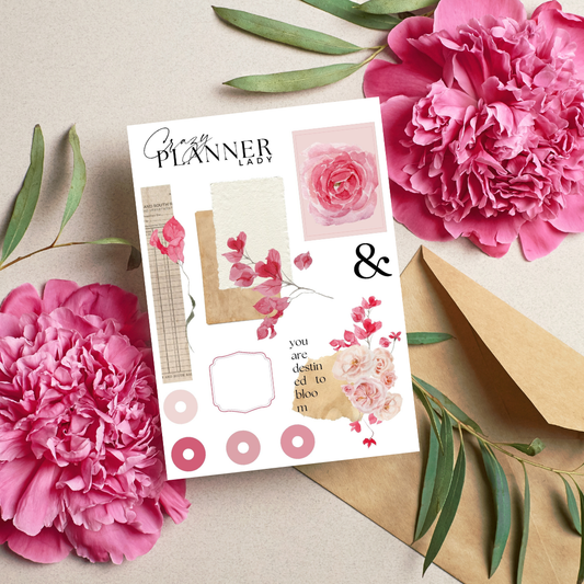 Travel Journal Stickers – Tropical Pink Adventure Theme for Scrapbooking