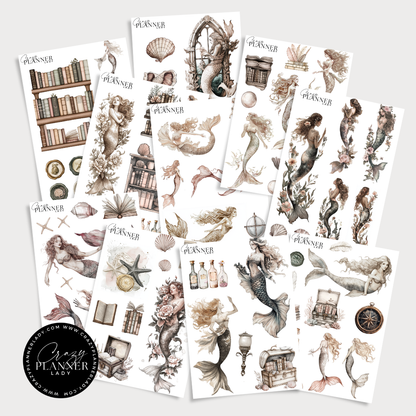 Mermaid Dreams Sticker Book – 20-Page A6 Fantasy Sticker Booklet, Ocean & Sea Witch Aesthetic