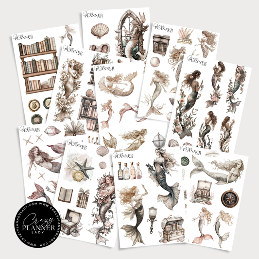 Mermaid Dreams Sticker Book – 20-Page A6 Fantasy Sticker Booklet, Ocean & Sea Witch Aesthetic