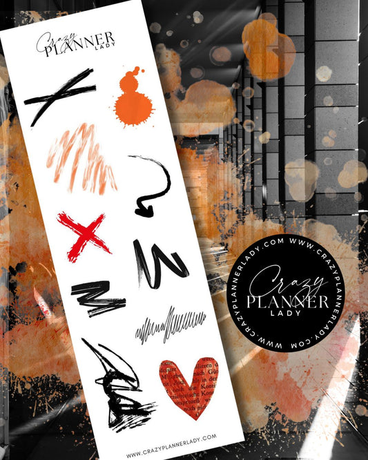 Autumn doodle sticker sheet with hand-drawn seasonal icons.