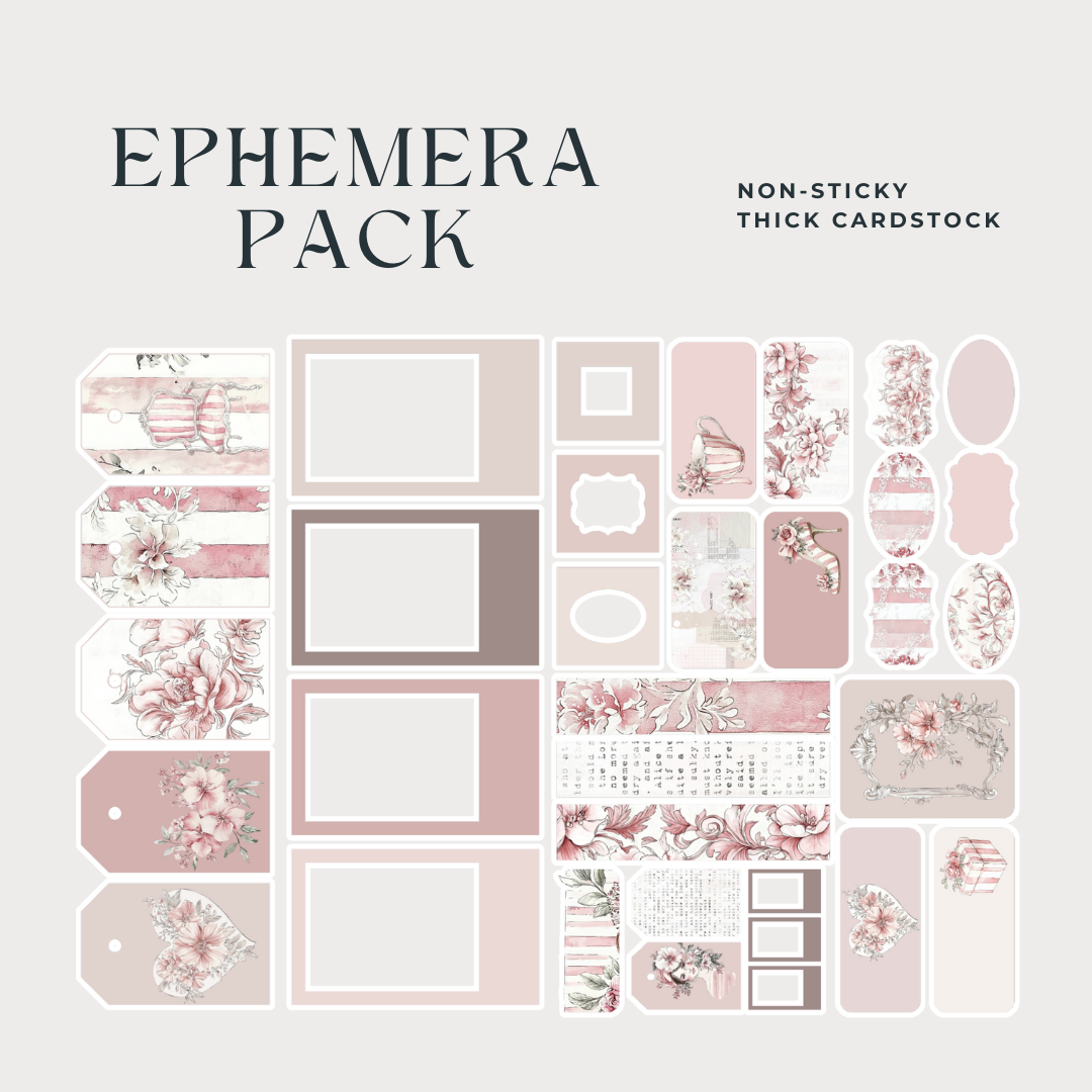 Pink Reverie Junk Journal Kit – Aesthetic Scrapbooking & Creative Journaling Set with Vintage Ephemera, Stickers & Papers