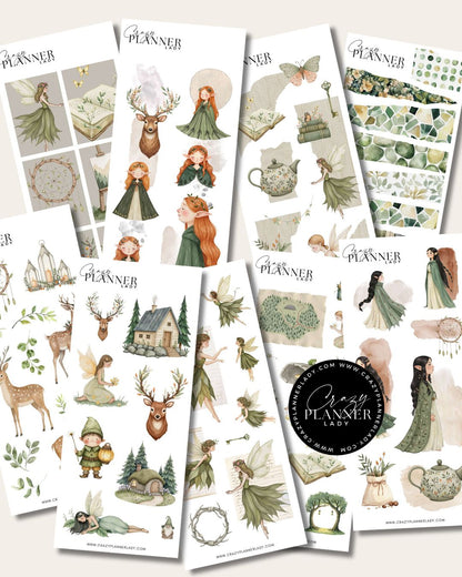 Forest Nymph Fairies Sticker Set – 9 Sticker Sheets for Bujo, Scrapbooks & DIY Crafts