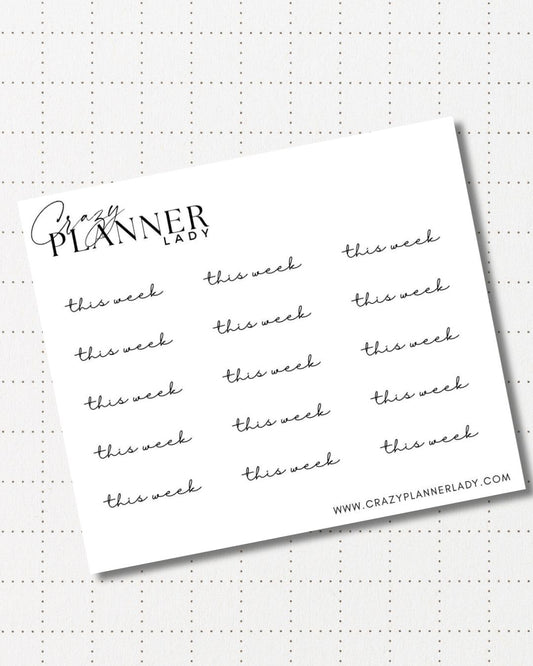 Minimal Planner Stickers – This week | Neutral Functional Stickers | 3x3.5” Matte Sheet