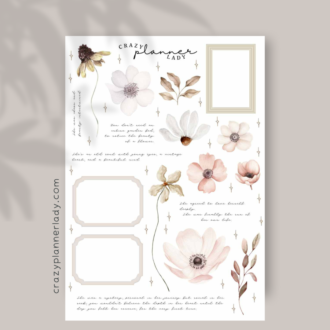 Floral Meadow Florals and Boxes | A6 Sticker Sheet