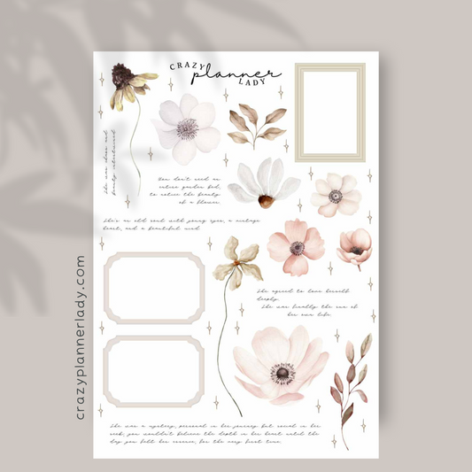 Floral Meadow Florals and Boxes | A6 Sticker Sheet