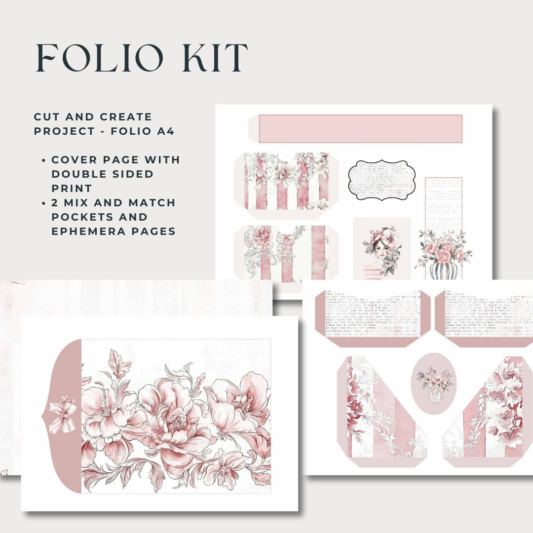 Pink Reverie Junk Journal Kit – Aesthetic Scrapbooking & Creative Journaling Set with Vintage Ephemera, Stickers & Papers