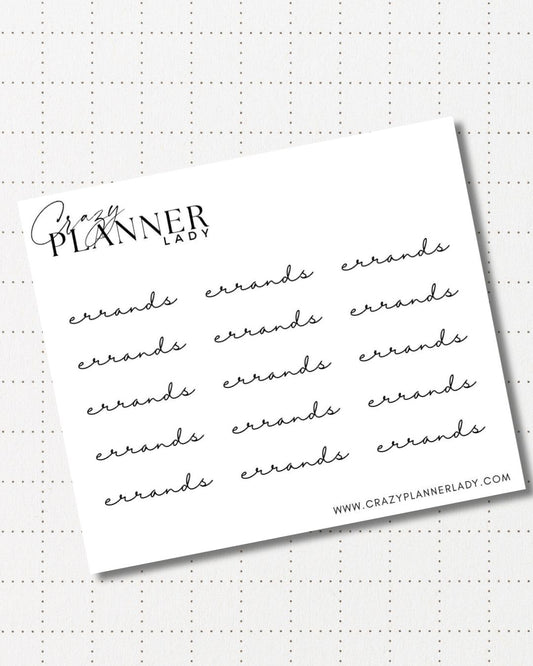 Minimal Planner Stickers – Errands | Neutral Functional Stickers | 3x3.5” Matte Sheet