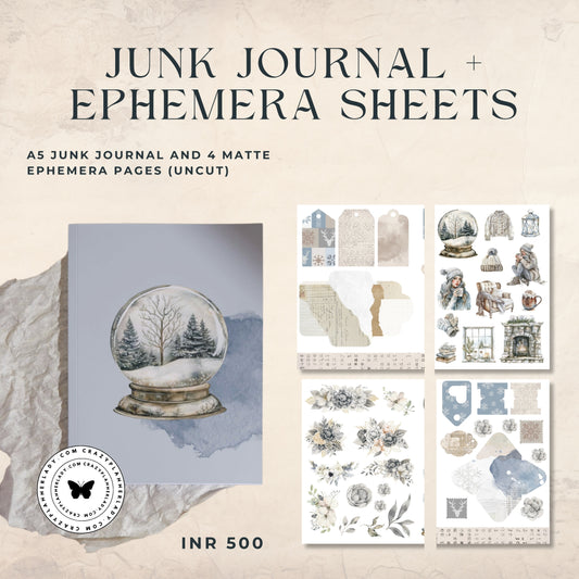 Junk Journal and Ephemera Set - Frosted Whispers