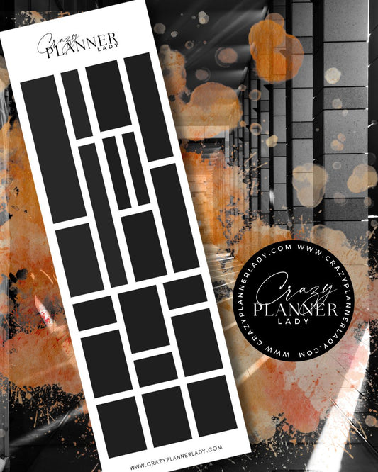 Black label sticker sheet for planners and journaling.
