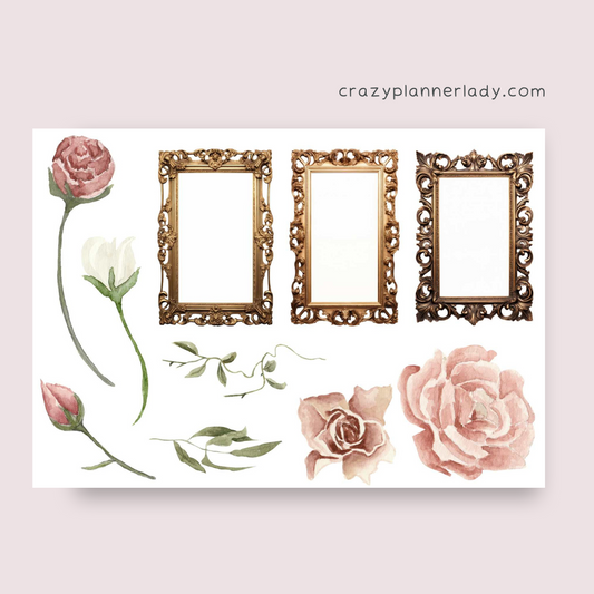 Vintage Romance Ornate Frames | A6 Sticker Sheet