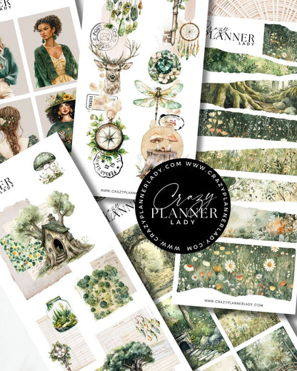 Forest Enchanted Sticker Set – 9 Sticker Sheets for Bujo, Scrapbooks & DIY Crafts