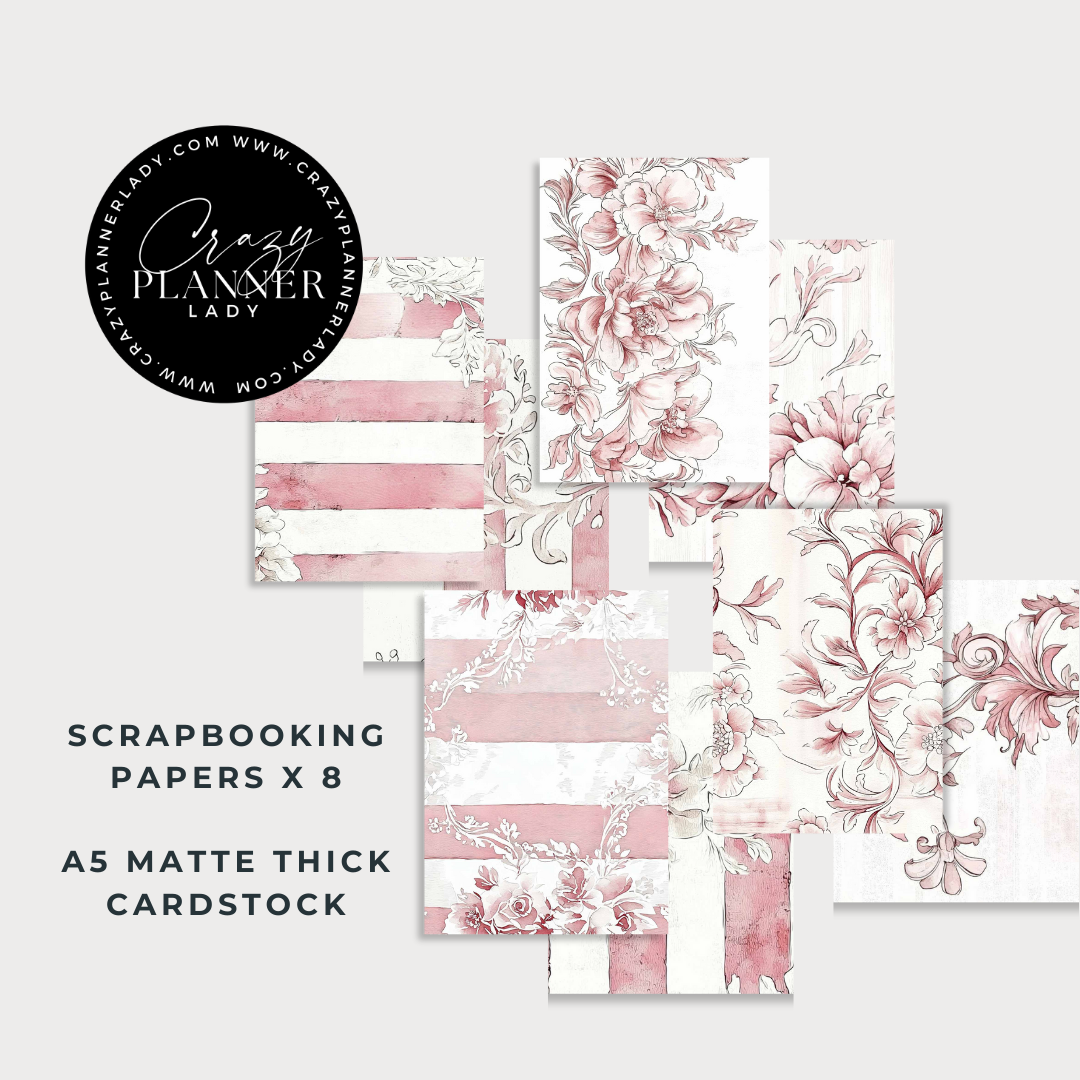 Pink Reverie Junk Journal Kit – Aesthetic Scrapbooking & Creative Journaling Set with Vintage Ephemera, Stickers & Papers