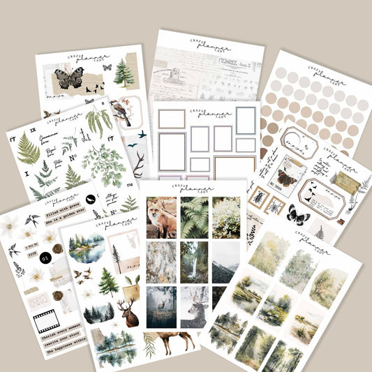 Stickers Set - Vintage Nature ( Set of 10 sheets )