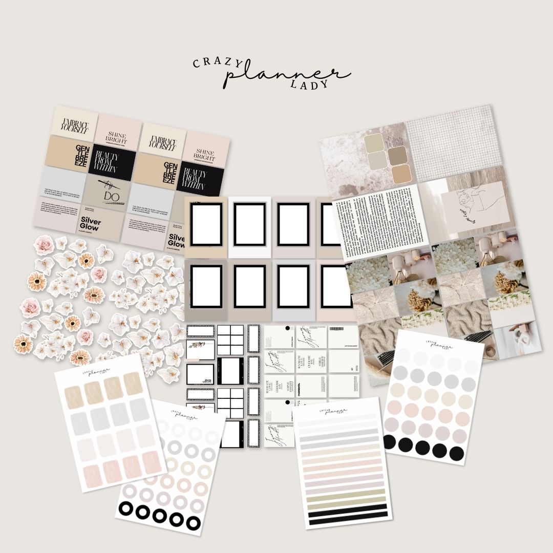 Vintage Journal Supplies Kit - 200 Elements Minimal Style