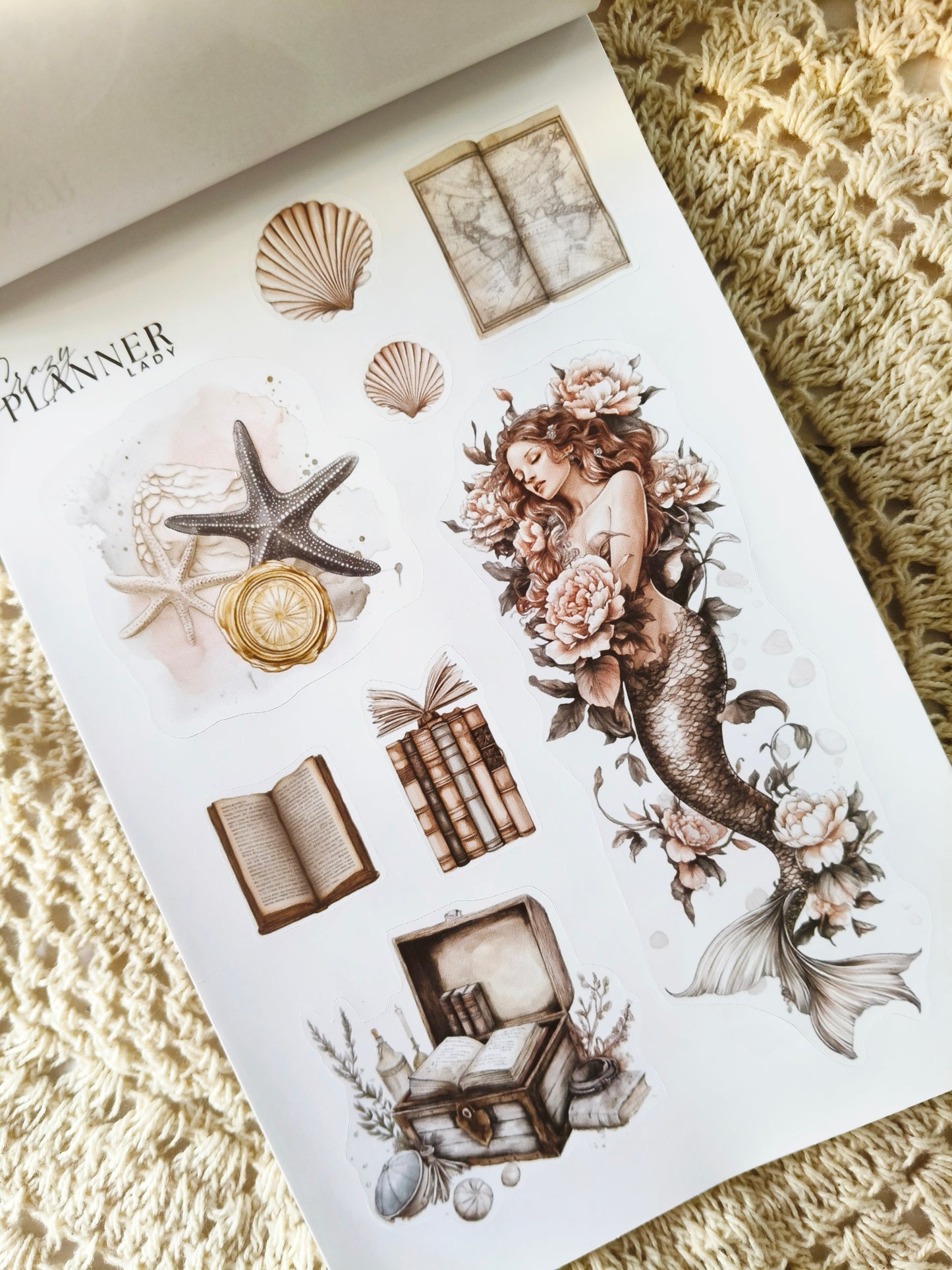 Mermaid Dreams Sticker Book – 20-Page A6 Fantasy Sticker Booklet, Ocean & Sea Witch Aesthetic