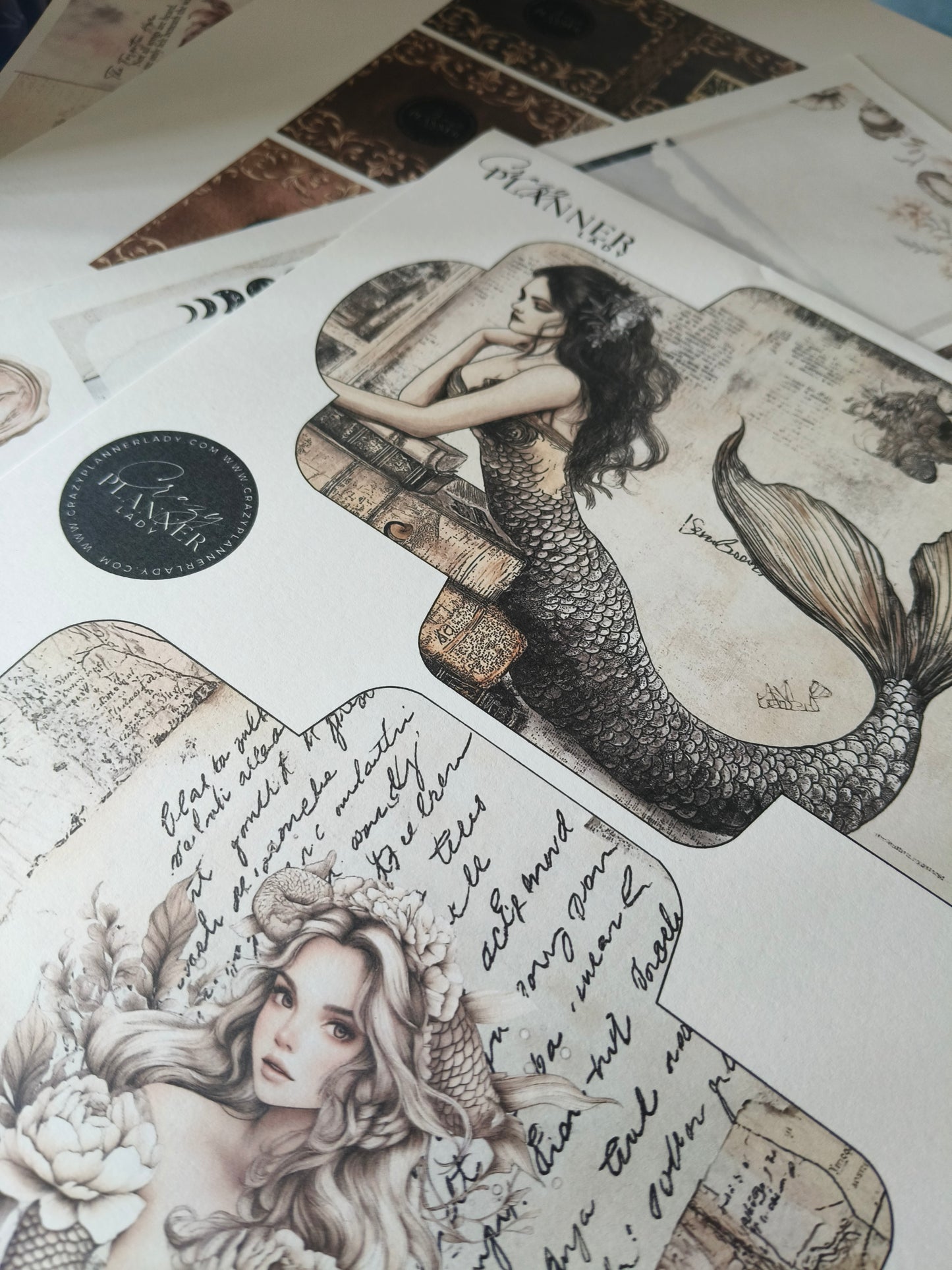 Mermaid Library Printable Envelope Kit | 2 A4 Sheets