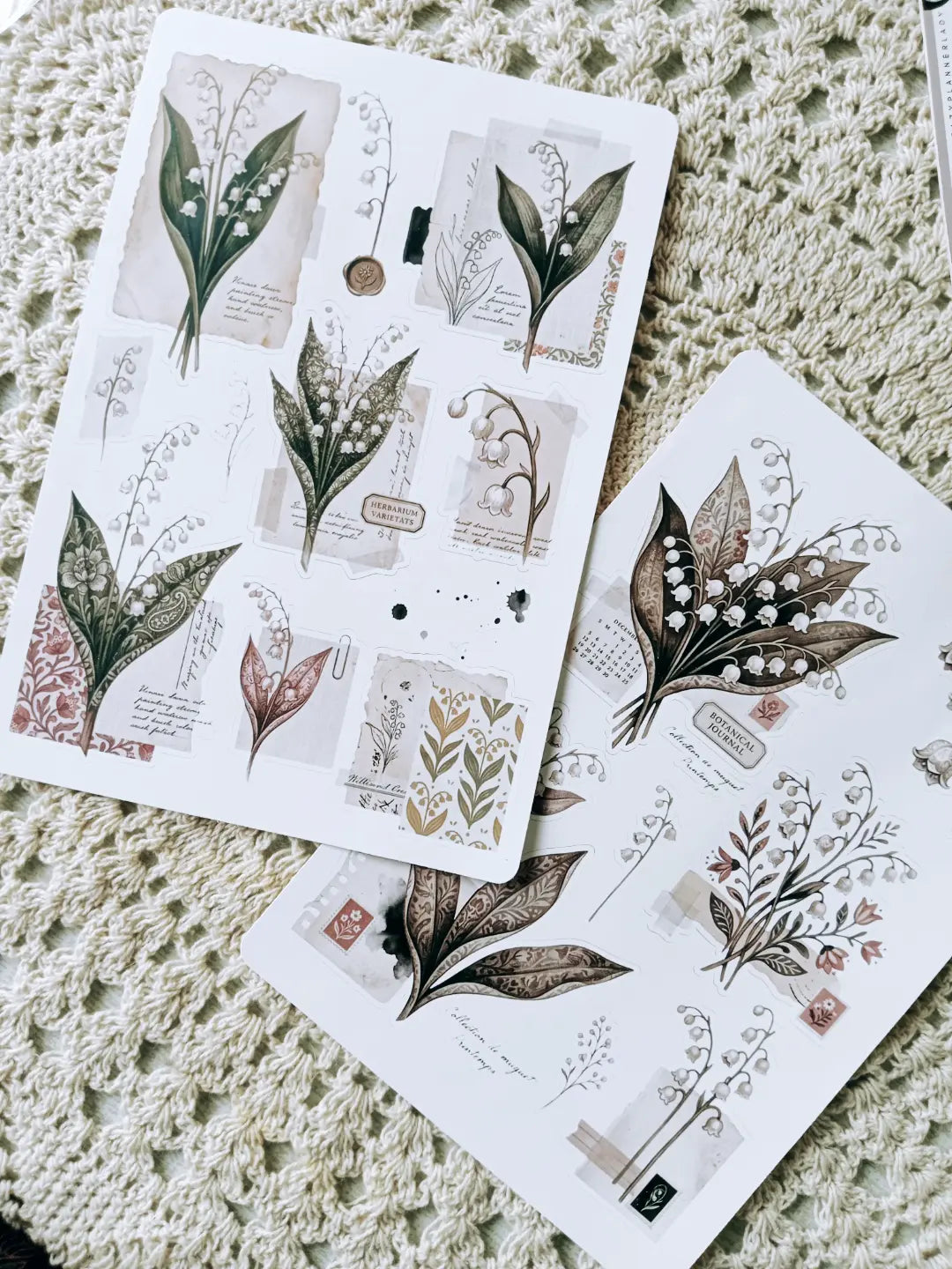 Lily of the Valley Botanical Journaling Kit | Floral Ephemera, Vintage Frames, Sticker Sheets & Die Cuts