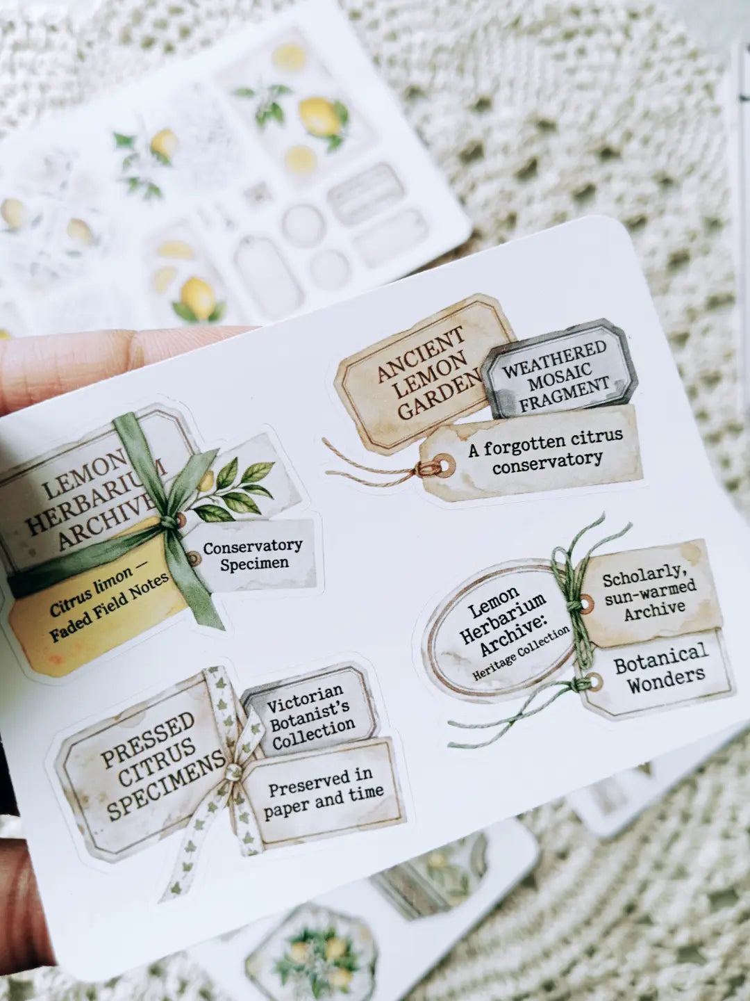 Lemon Herbarium Journaling Kit | Citrus Botanical Collage Papers, Sticker Sheets & Vintage Ephemera