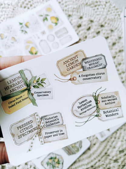 Lemon Herbarium Journaling Kit | Citrus Botanical Collage Papers, Sticker Sheets & Vintage Ephemera