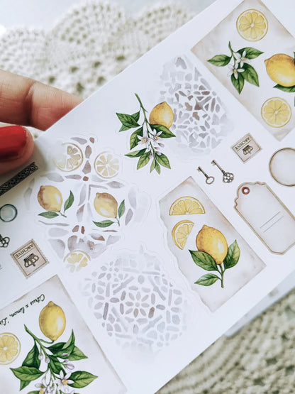 Lemon Herbarium Journaling Kit | Citrus Botanical Collage Papers, Sticker Sheets & Vintage Ephemera