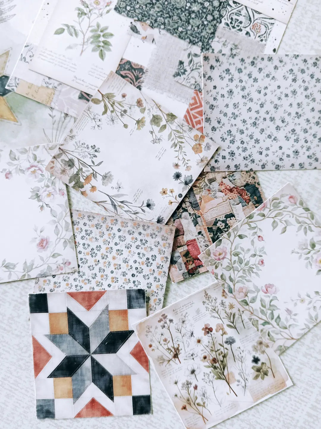 Heirloom Quilt Journaling Kit | Vintage Sewing, Patchwork, Floral Fabrics & Collage Ephemera