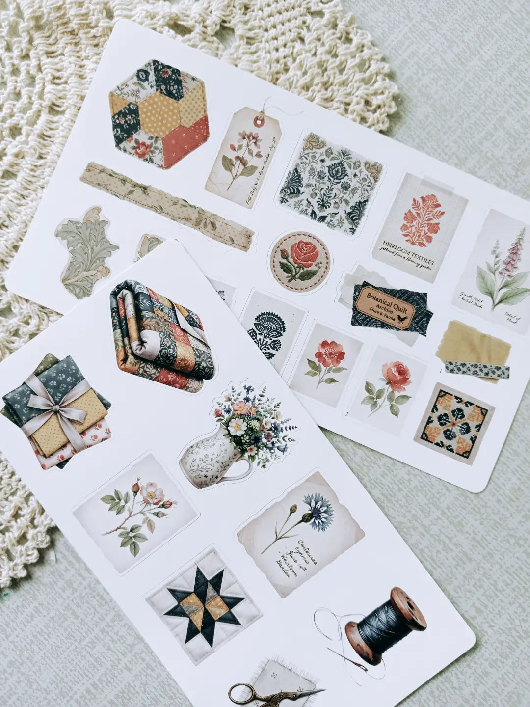 Heirloom Quilt Journaling Kit | Vintage Sewing, Patchwork, Floral Fabrics & Collage Ephemera